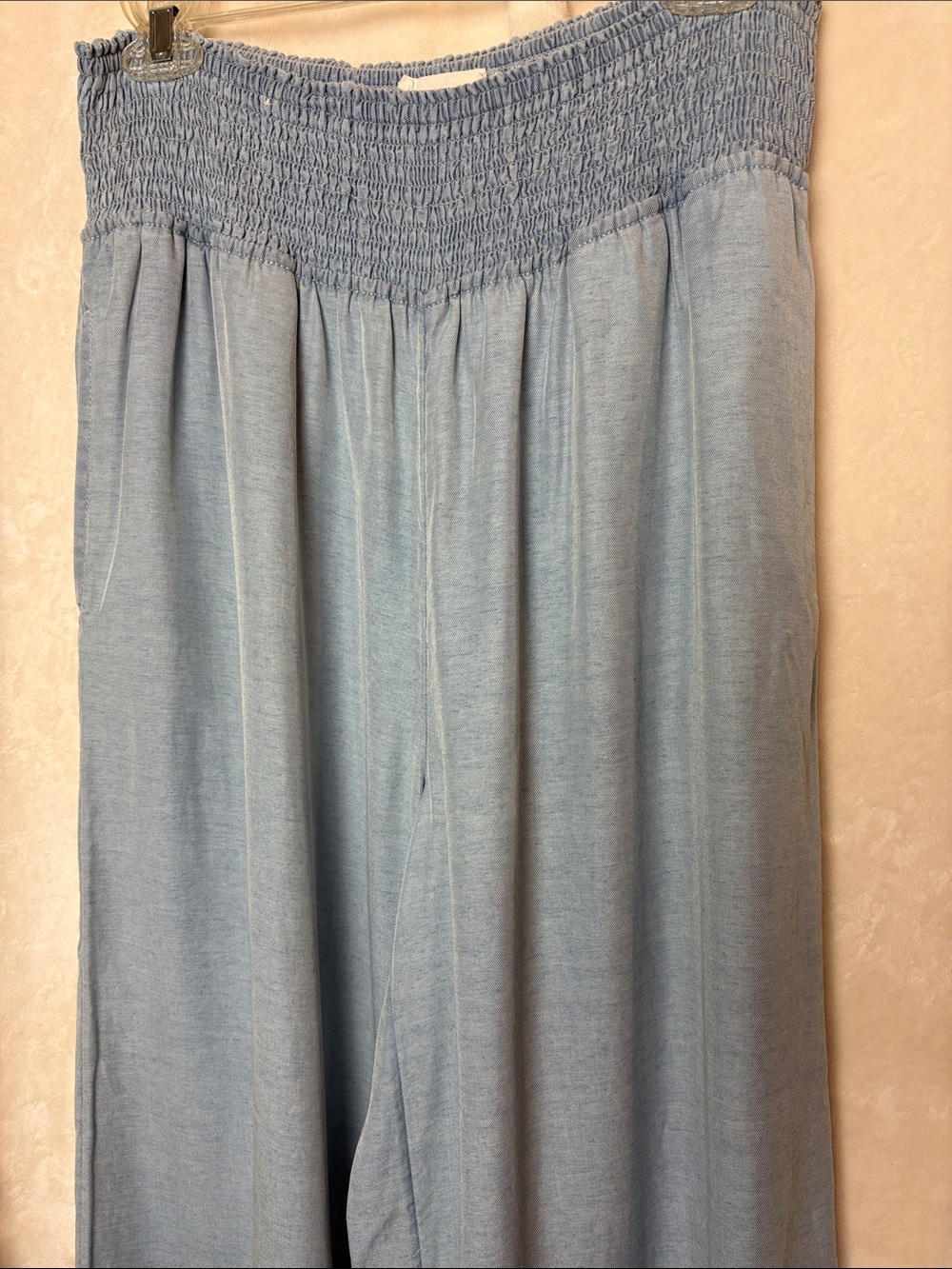 Joie Blue Wide‑Leg Smocked Waist Pants large